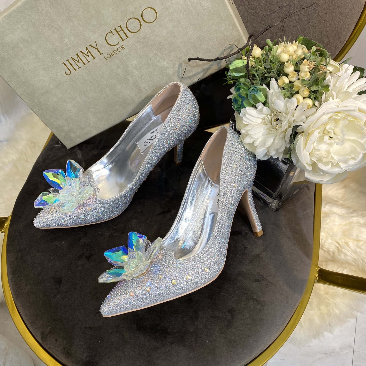 JIMMY CHOO Jc’s classic Cinderella glass slipper Noore Alo Online shopping