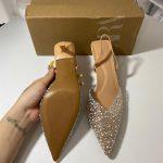 ZARa  Summer Thin Heel Splicing with Brown Style High Heel Shoes Women's Pointed Fashion Style Sandals Women's Trend - Image 2