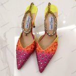 Rhinestone gradient color pointed temperament thin heeled high heels, 2025 new single shoe toe button sandals - Image 3