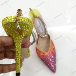 Rhinestone gradient color pointed temperament thin heeled high heels, 2025 new single shoe toe button sandals - Image 6