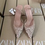 Premium Floral Embroidered Pointed Toe Mules - Elegant Party Wear Heels - Image 3