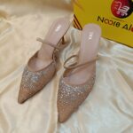 ZA2025 New Pointed High Heels Fashionable and Versatile Mesh with Full Diamond sequins Decorated Rear Air Narrow Heels Cool Slippers for Women - Image 2