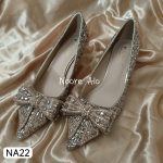 Elegant Pointed-Toe Low Heel Shoes with Crystal Bow - Image 2