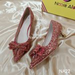 Elegant Pointed-Toe Low Heel Shoes with Crystal Bow - Image 3