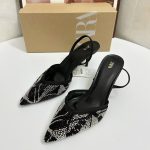 Zara New 2026 Mesh Embroidered Bead Style Fine Heel Dew Heel Mill Shoes High Heels Pointed Back Strap Sandals for Women - Image 3
