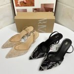 Zara New 2026 Mesh Embroidered Bead Style Fine Heel Dew Heel Mill Shoes High Heels Pointed Back Strap Sandals for Women - Image 4