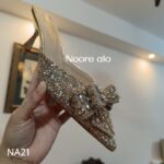 Rhinestone bowknot half slippers for women summer outdoor wear 2024 new pointed stiletto high heel temperament sandals - Image 5