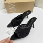 Premium Floral Embroidered Pointed Toe Mules - Elegant Party Wear Heels - Image 2