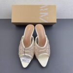 Premium Floral Embroidered Pointed Toe Mules - Elegant Party Wear Heels - Image 3