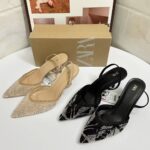 Elegant Pointed Toe Beaded Slingback Heels