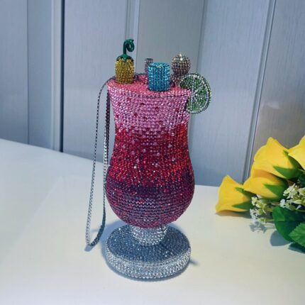 Luxury Cocktail Drink Shaped Crystal Evening Clutch Bag
