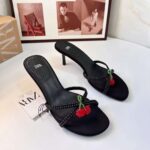 Chic Cherry Embellished Strappy Kitten Heels