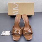 Zara Patent Leather Heeled Mules – Tan Brown - Image 2