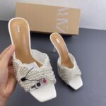 Zara Pearl & Bead Embellished Heeled Mules