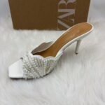 Zara Pearl & Bead Embellished Heeled Mules - Image 3