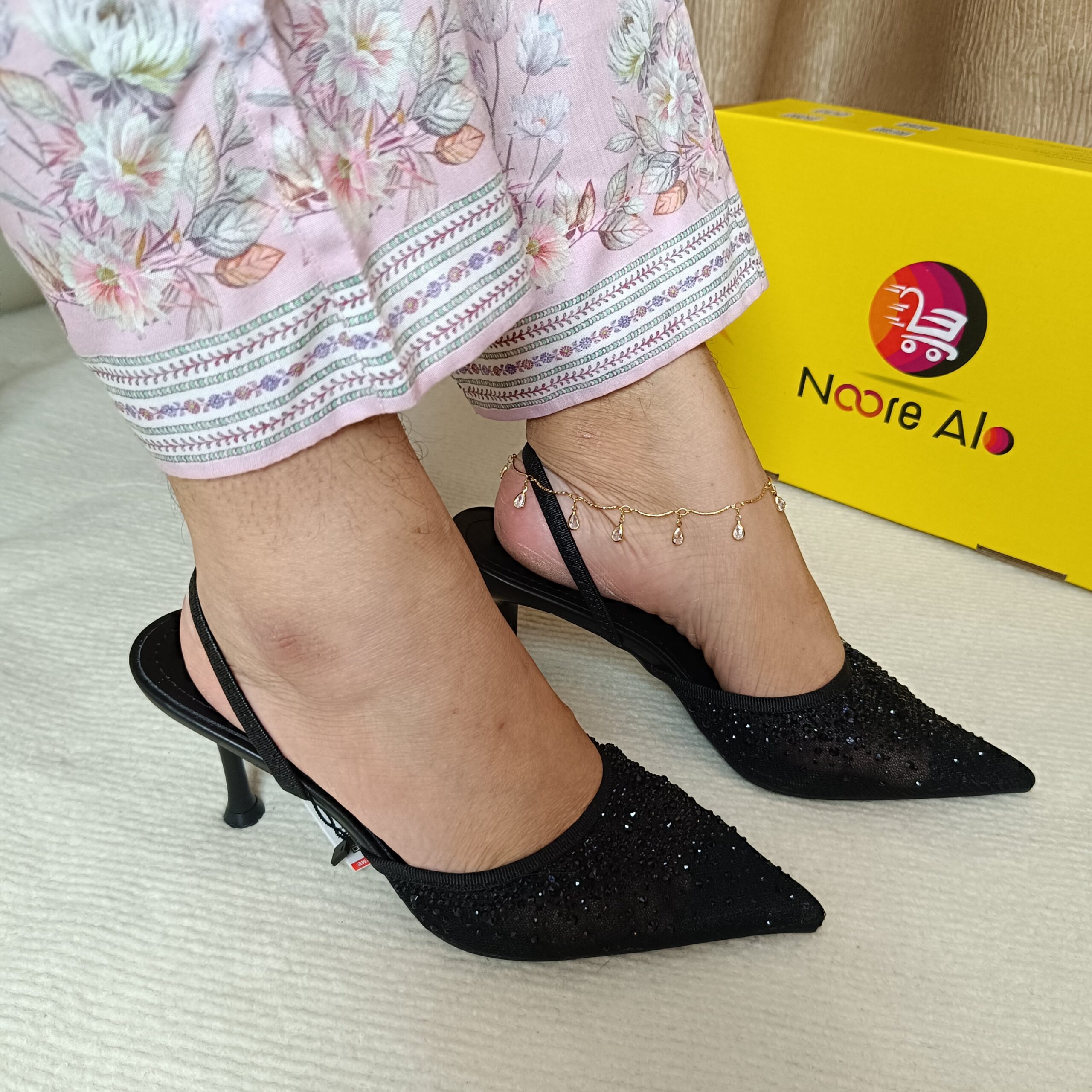 2026/09/1000276907-scaled.jpg Zara Style Sparkle Pointed Slingback Heels – Black - Image 1