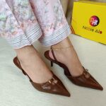 Zara Style Brown Buckle Pointed Heels
