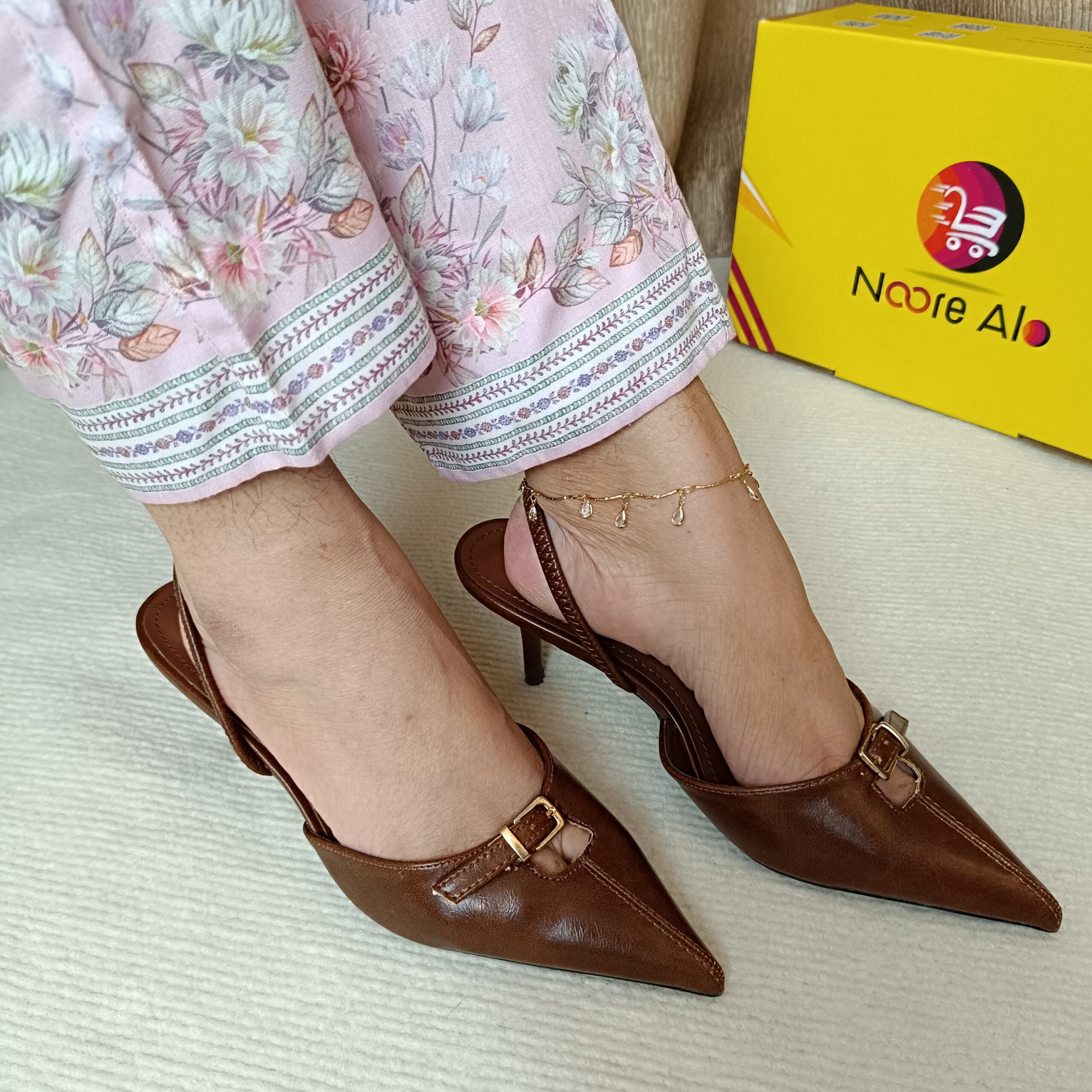 2026/10/1000277059-scaled.jpg Zara Style Brown Buckle Pointed Heels - Image 1
